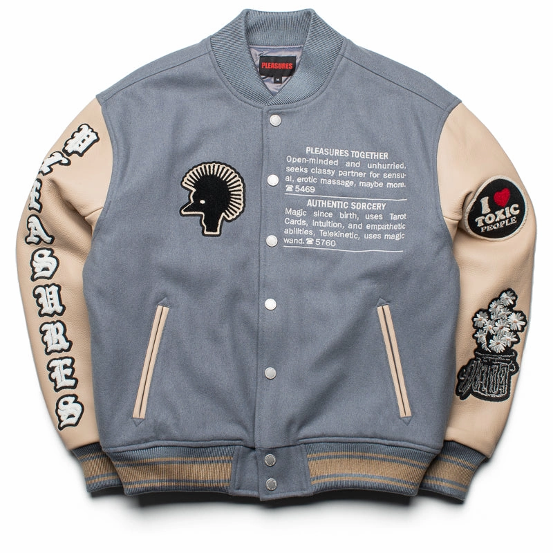 Pleasures Calendar Varsity Jacket - Powder Blue Repair Fit