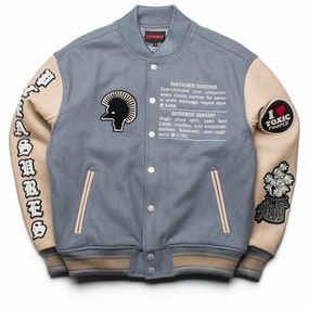 Pleasures Calendar Varsity Jacket - Powder Blue Repair Fit