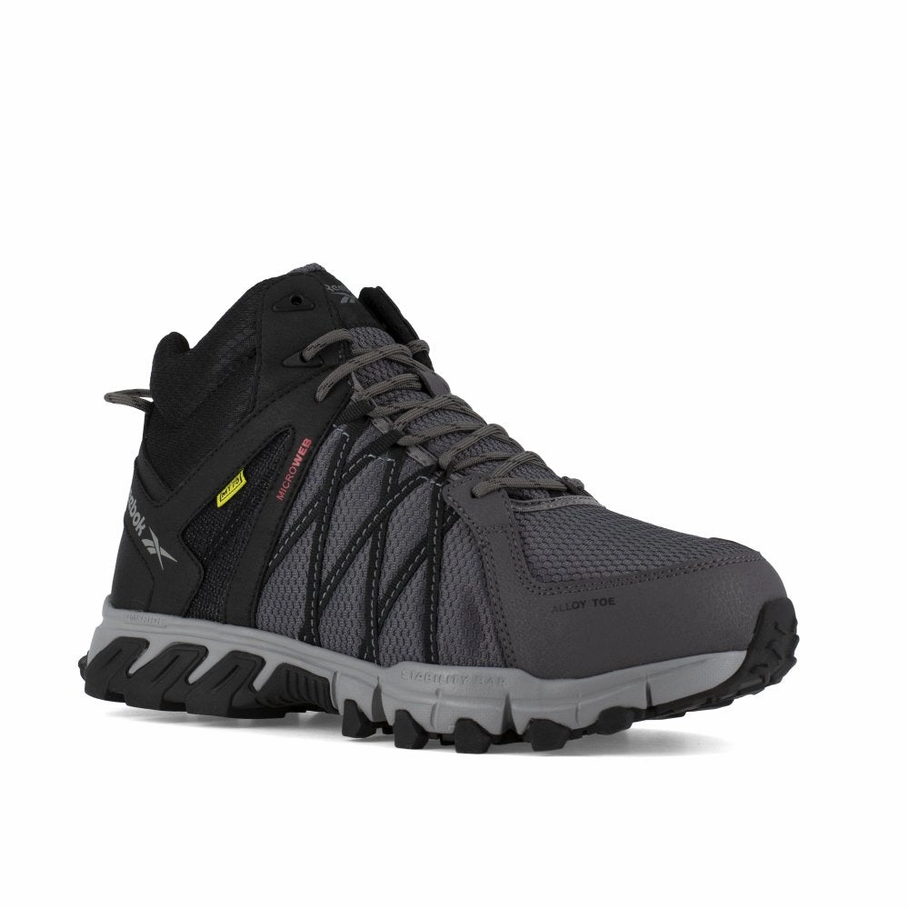 Reebok Trailgrip Athletic Work Hiker With Cushguard Internal Met Guard Men's Alloy Toe Rb3404 In Gray And Black Safety Guard Gear Comfort Technology