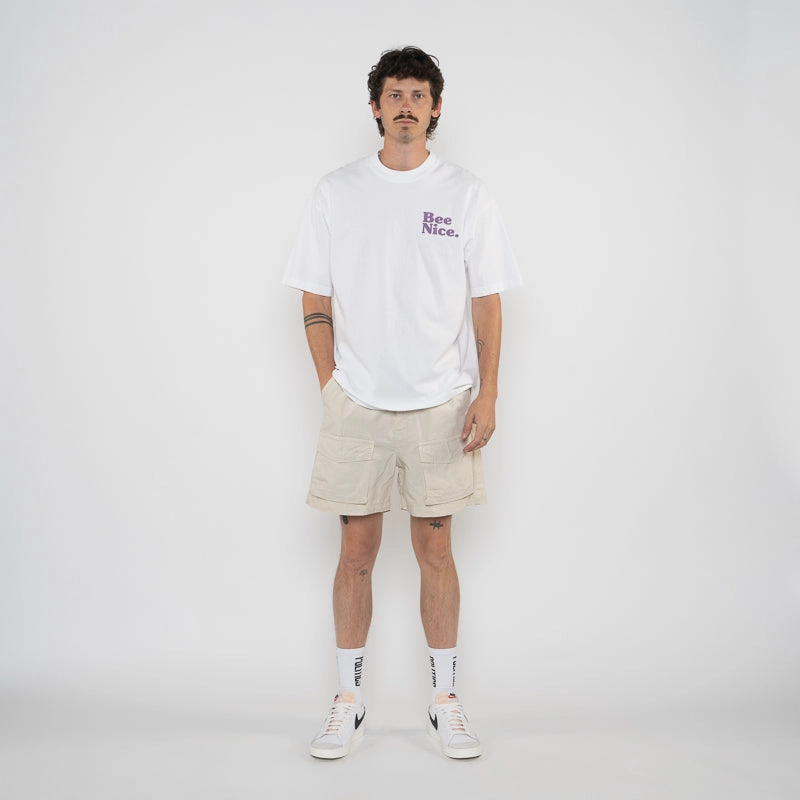 Politics Busy Being Nice Core Tee - White/Mauve Light Pants