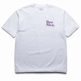 Politics Busy Being Nice Core Tee - White/Mauve UltraSoft Texture Layer Play