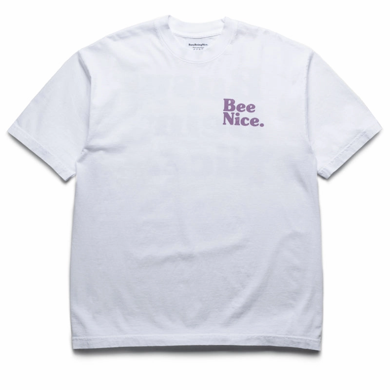 Politics Busy Being Nice Core Tee - White/Mauve UltraSoft Texture Layer Play