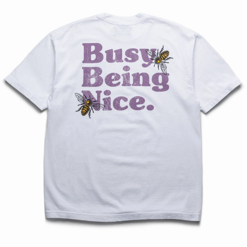 Ethic Core Layer Safe Politics Busy Being Nice Core Tee - White/Mauve