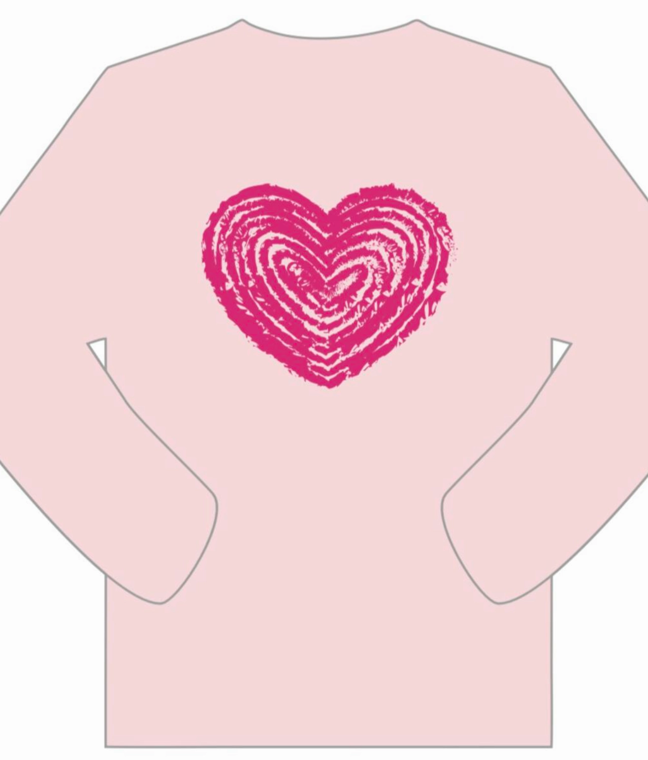 L/S Pink Heart T-Shirt MoistureControl Lining All-Occasion Wear