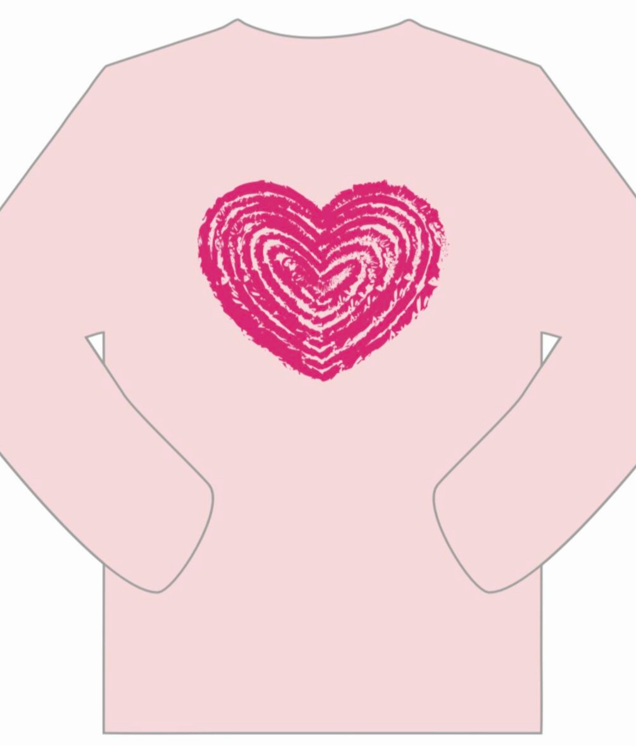 outdoor mode L/S Pink Heart T-Shirt