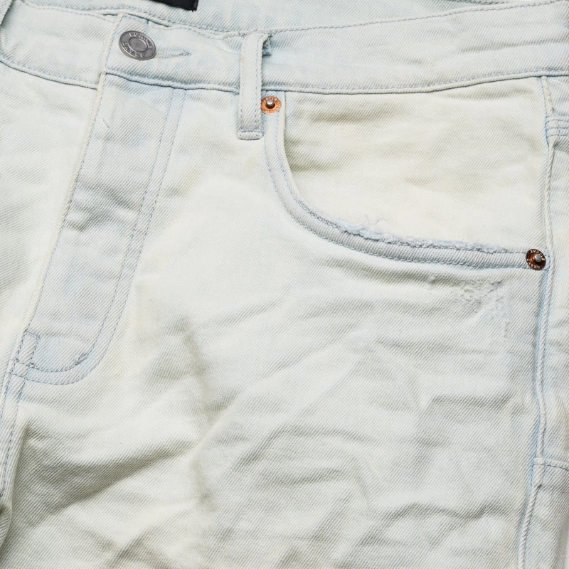 Purple Brand Low Rise Skinny Leg Vintage Knee Blowout Jean - Light Indigo StainResistant Fabric