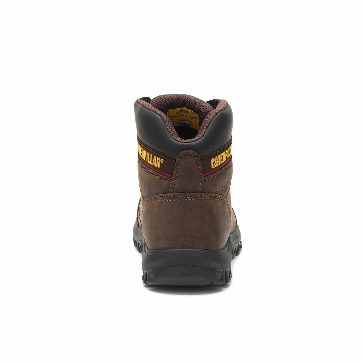 puncture resistant Strong Lacing Caterpillar Outline Steel Toe Men's Work Boot (p90803) In Seal Brown