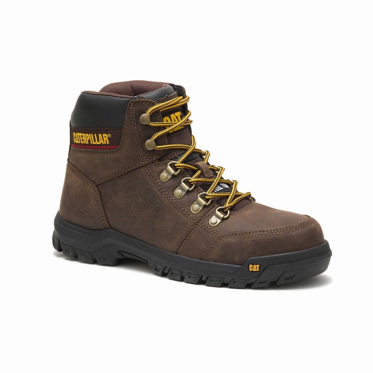 Caterpillar Outline Steel Toe Men's Work Boot (p90803) In Seal Brown Tapered Professional Gear