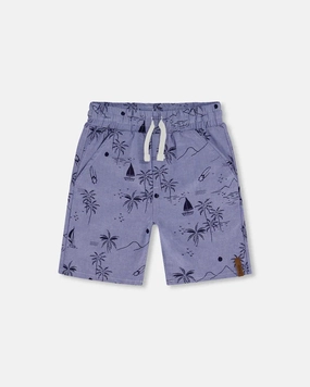 Casual Blouse Printed Chambray Shorts - Beach