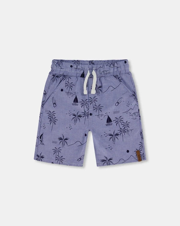 WrinkleResistantFabric Ventilated Back Panels Printed Chambray Shorts - Beach