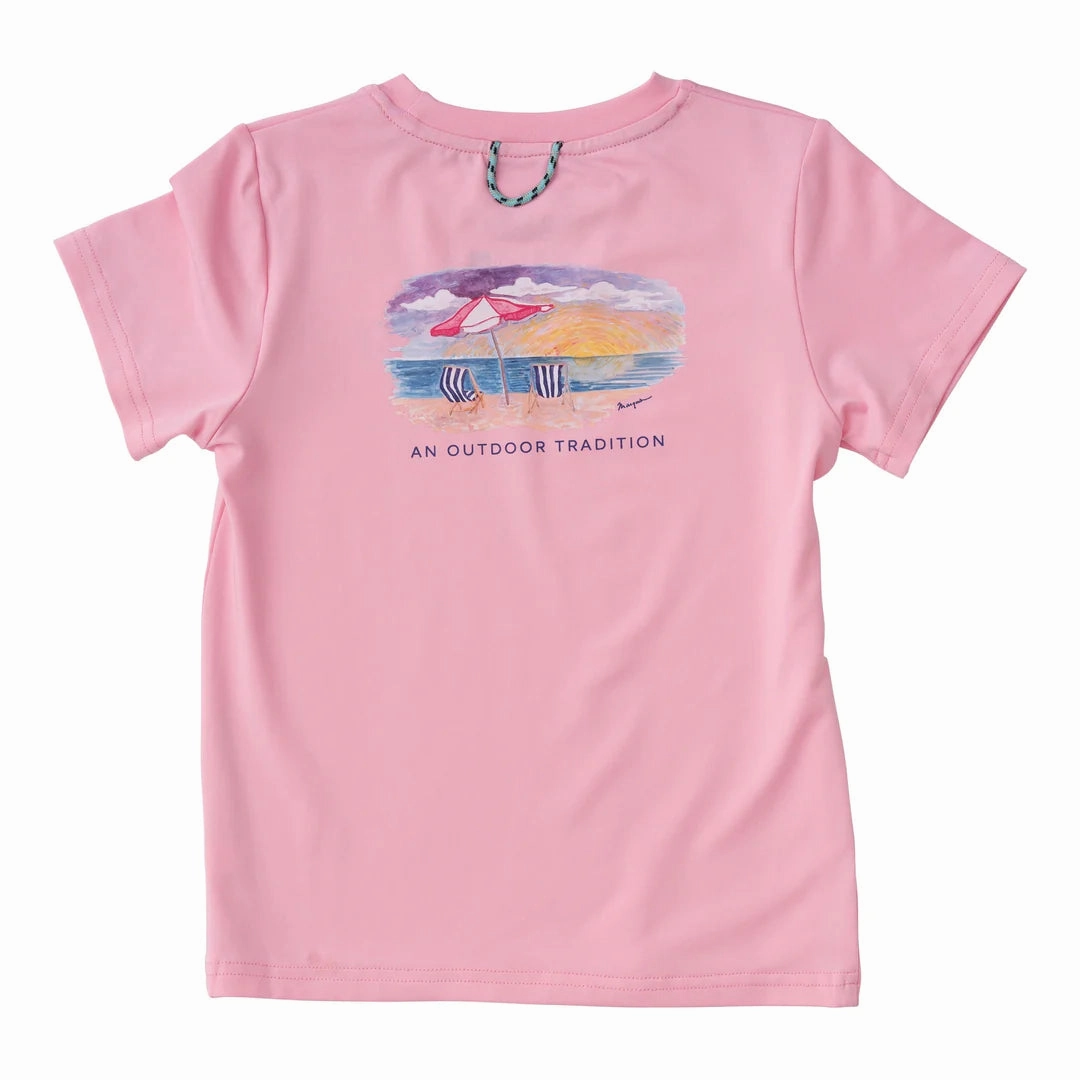 Regular Fit Classic Hoodie Pro Performance Fishing Tee - Beach Art Pink