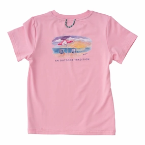 DurableBlend Pro Performance Fishing Tee - Beach Art Pink