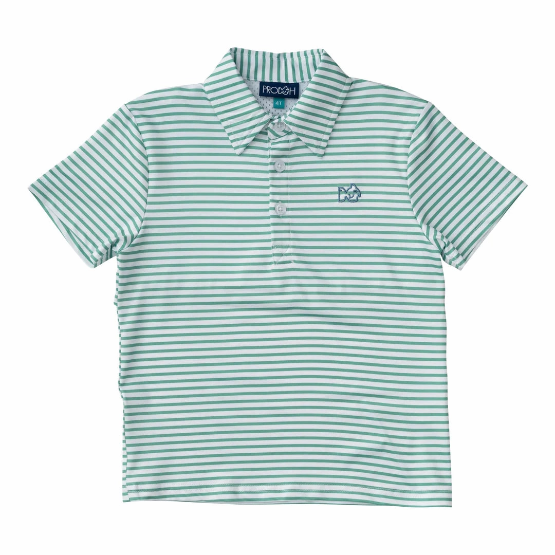 Pro Performance Polo - Green Spruce Stripe WrinkleFreeFabric Casual Design