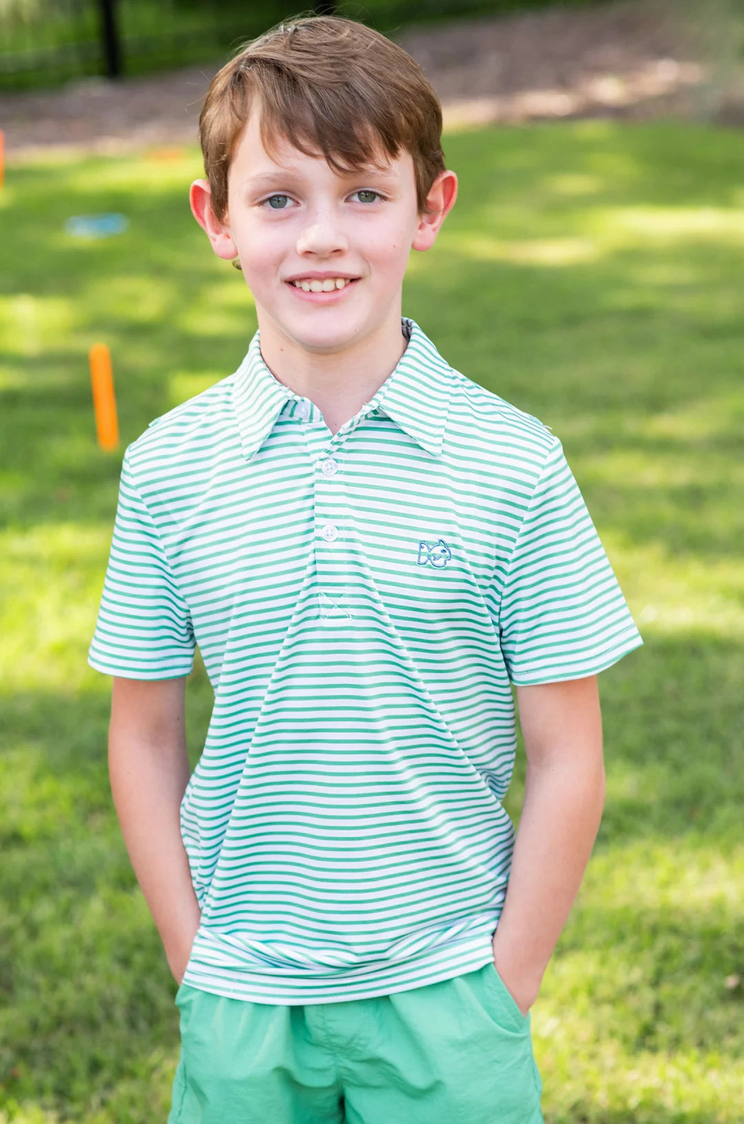 Pro Performance Polo - Green Spruce Stripe Japan Neat Trendy Top