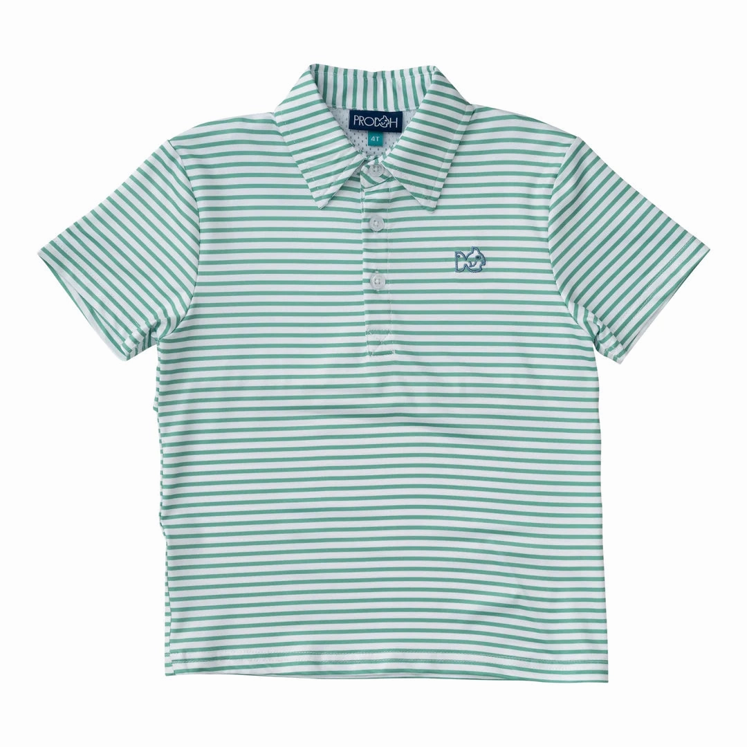 Handmade Fit Pro Performance Polo - Green Spruce Stripe