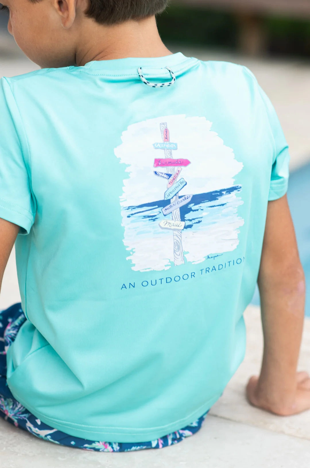 Pro Performance Pool Blue Performance Shirt - Beach Art Sign EasyAdjustment