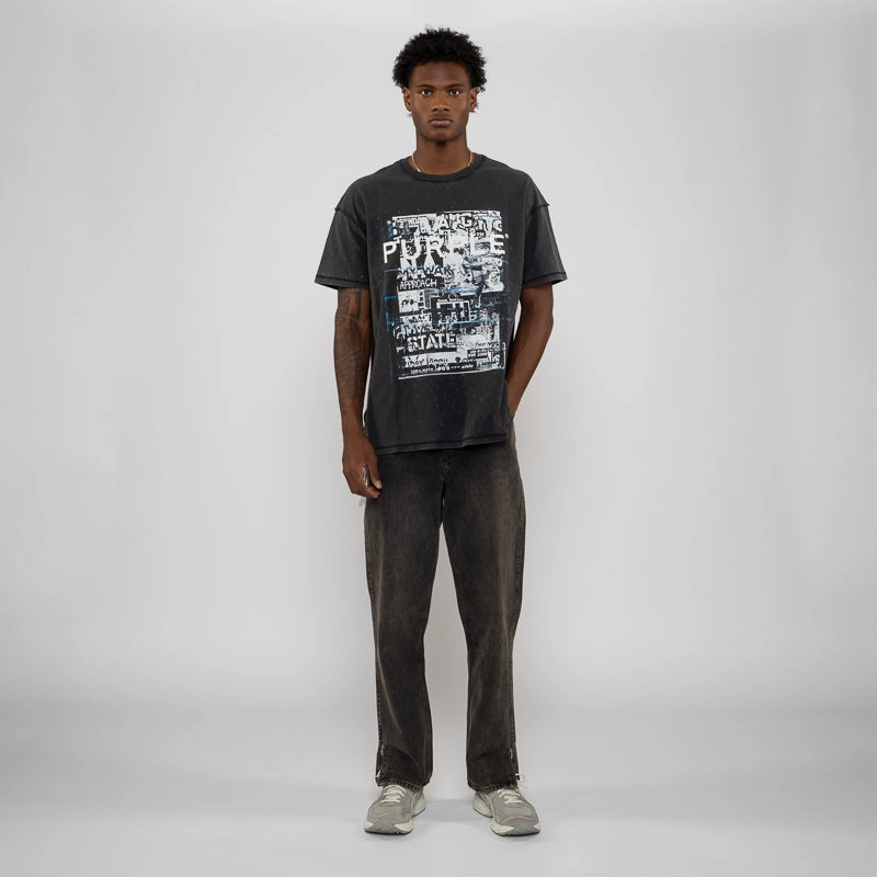 Holiday Ease NoSlipTrims Purple Brand Collage Tee - Black