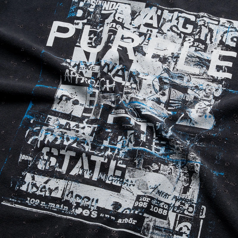 Luxury Mood Purple Brand Collage Tee - Black