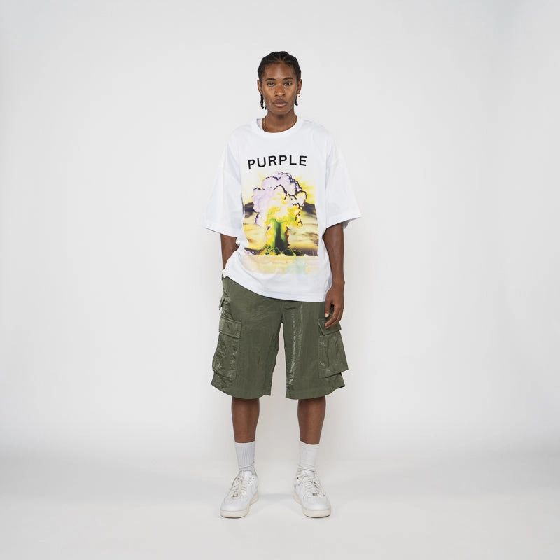 WrinkleResistantCloth Matte Fit Purple Brand Force Majeure Tee - White