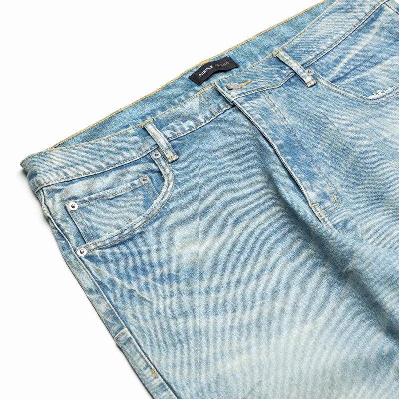 Planet Glow Purple Brand Low Rise Flared Leg Pinner Coated Vintage Jean - Light Indigo