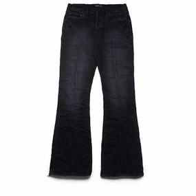 Purple Brand Low Rise Flared Leg Pintuck Flare Overdye Jean - Black Zero Core