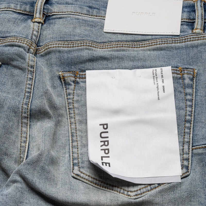 Weekend Style smooth zipper Purple Brand Low Rise Skinny Leg Color Weft Buckshot Jean - Mid Indigo