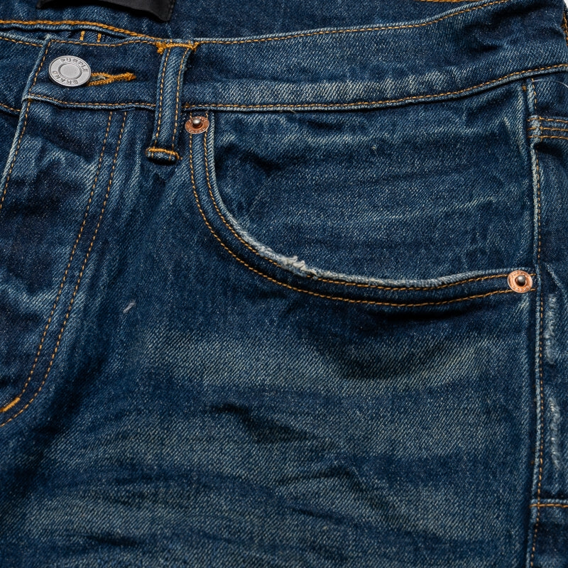 Thin Core Purple Brand Low Rise Skinny Leg Light Destroy Jean - Dark Indigo