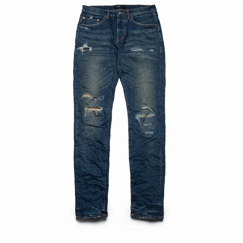 Purple Brand Low Rise Skinny Leg Light Destroy Jean - Dark Indigo Classic Sweater Craft Core