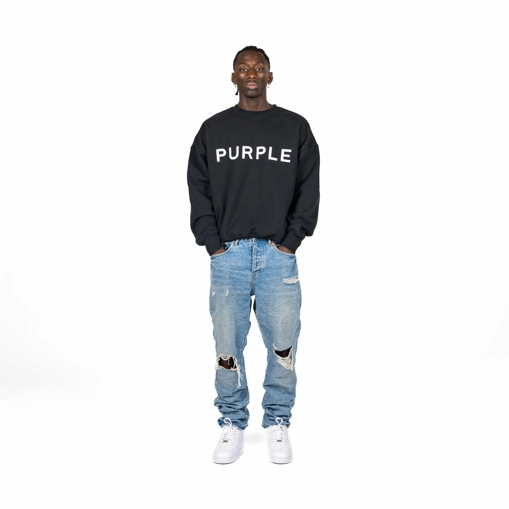 QuickDryTech Metro Mode Purple Brand Mid Rise Slim Straight Vintage Blowout Jean - Light Indigo