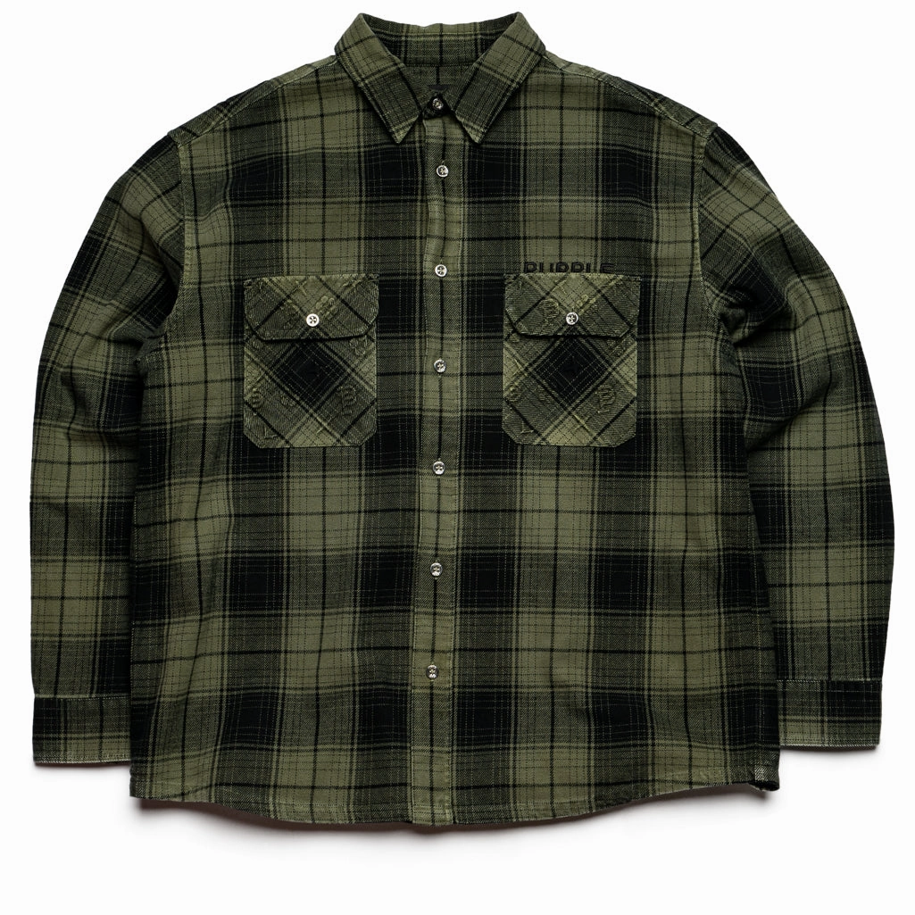 Layer Light Purple Brand Overdyed Flannel  - Green