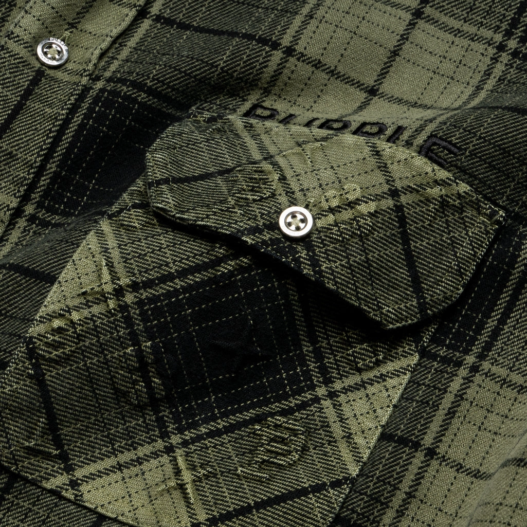 Digital Core Purple Brand Overdyed Flannel  - Green