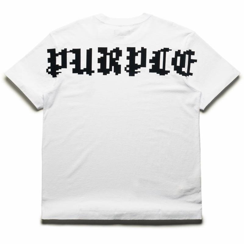 Purple Brand Pixelated Gothic Tee - White Formal Tone Comfortable Style