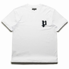 Purple Brand Pixelated Gothic Tee - White EcoFriendlyProduction