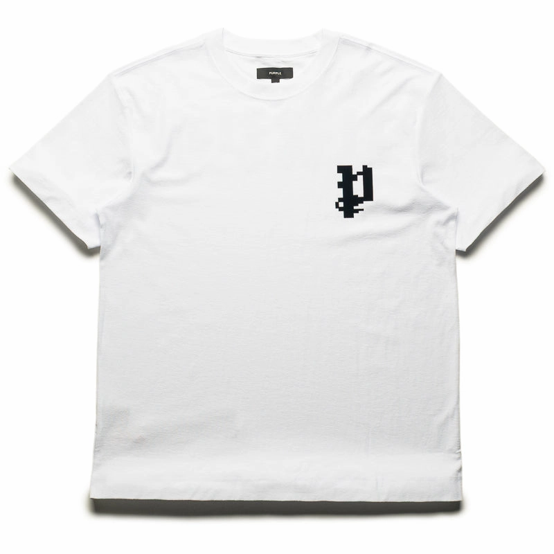 Purple Brand Pixelated Gothic Tee - White EcoFriendlyProduction