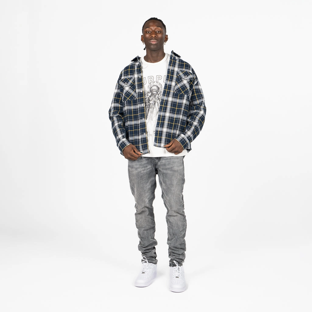 Purple Brand Plaid Flannel Shirt - Black Stylish Shoes FlexibleElasticity