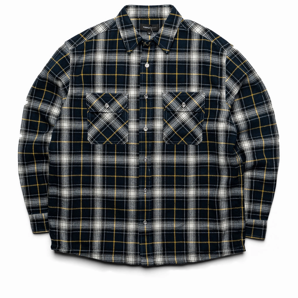 Purple Brand Plaid Flannel Shirt - Black Sky Cool