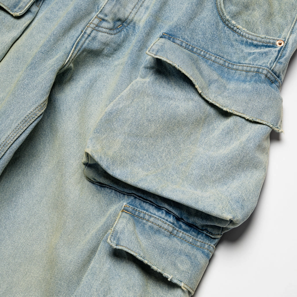 Purple Brand Relaxed Double Cargo Pant - Light Indigo Hike Fit