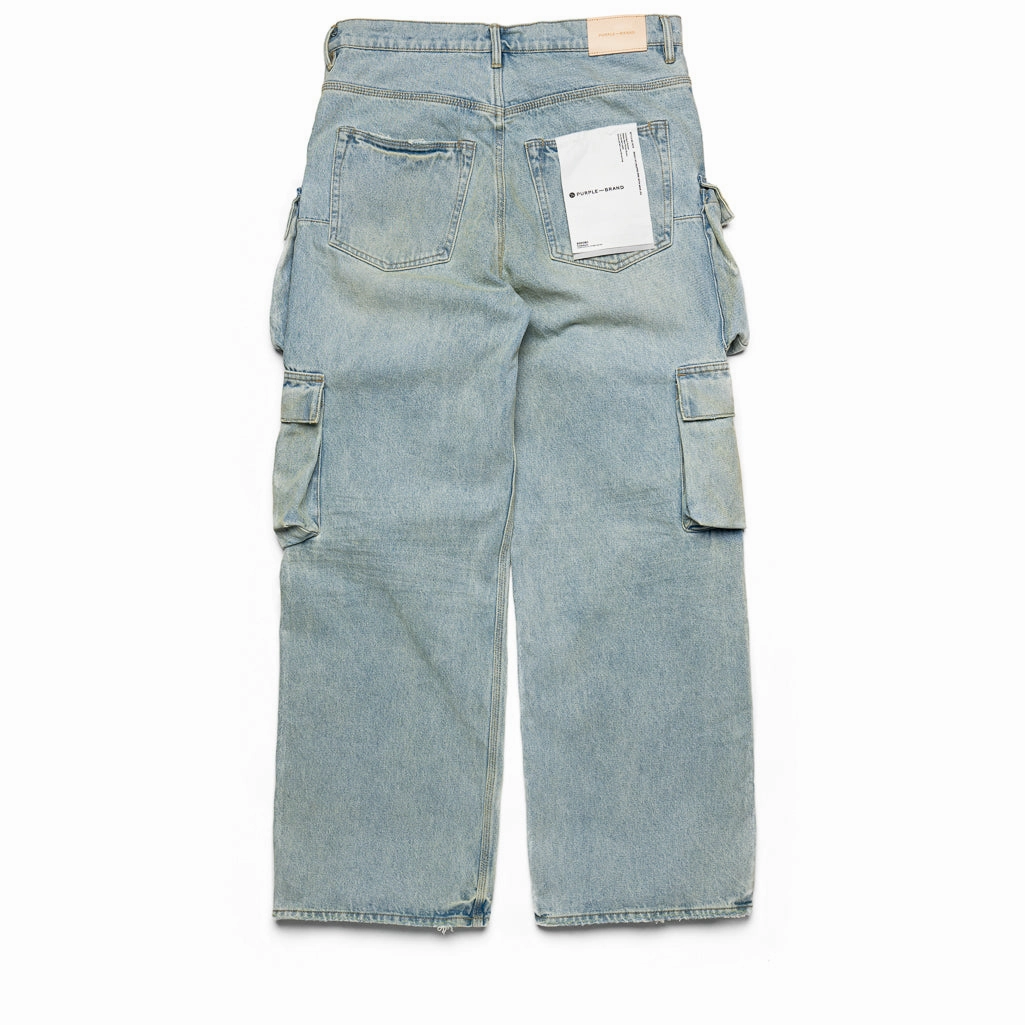 Purple Brand Relaxed Double Cargo Pant - Light Indigo HypoallergenicYarn