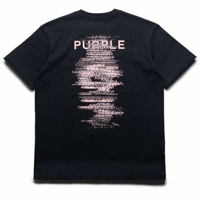 Casual Fashion StainResistant Fabric Purple Brand Scattered Wordmark Tee - Black