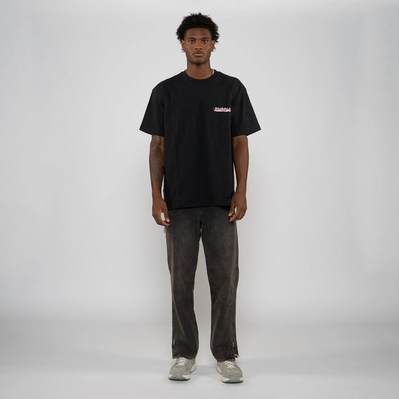 Polish Core Purple Brand Scattered Wordmark Tee - Black