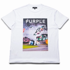 City Beat Purple Brand Textured Inside Out Tee - White