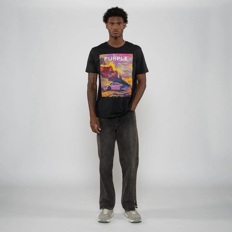 Purple Brand Vibrant Inferno Tee - Black Fashionable Vest