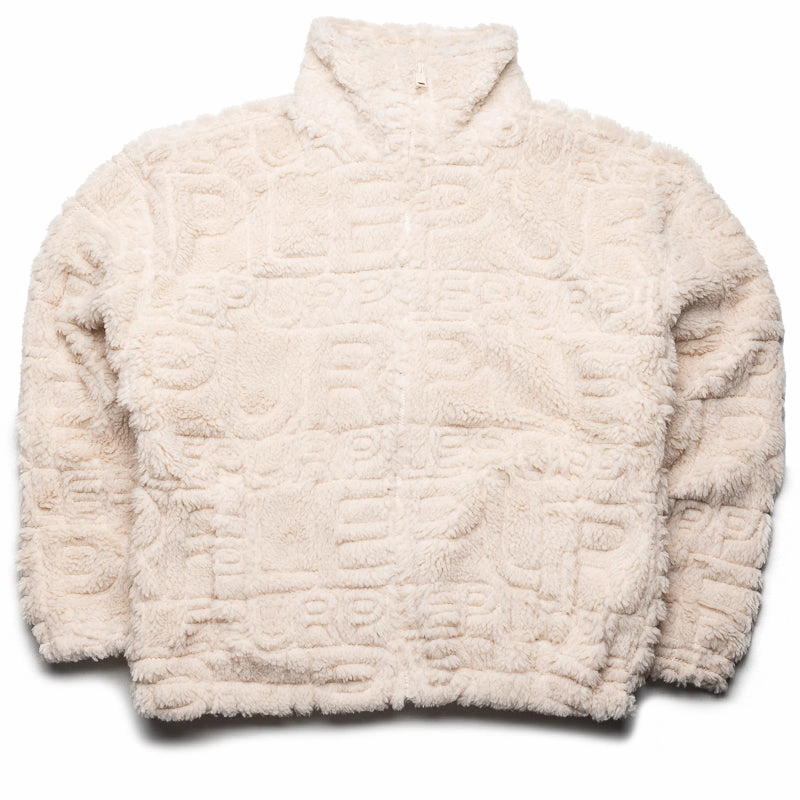 Purple Brand Wordmark Repeat Sherpa Jacket - Ecru Comfortable Shoes Recycled Polyester