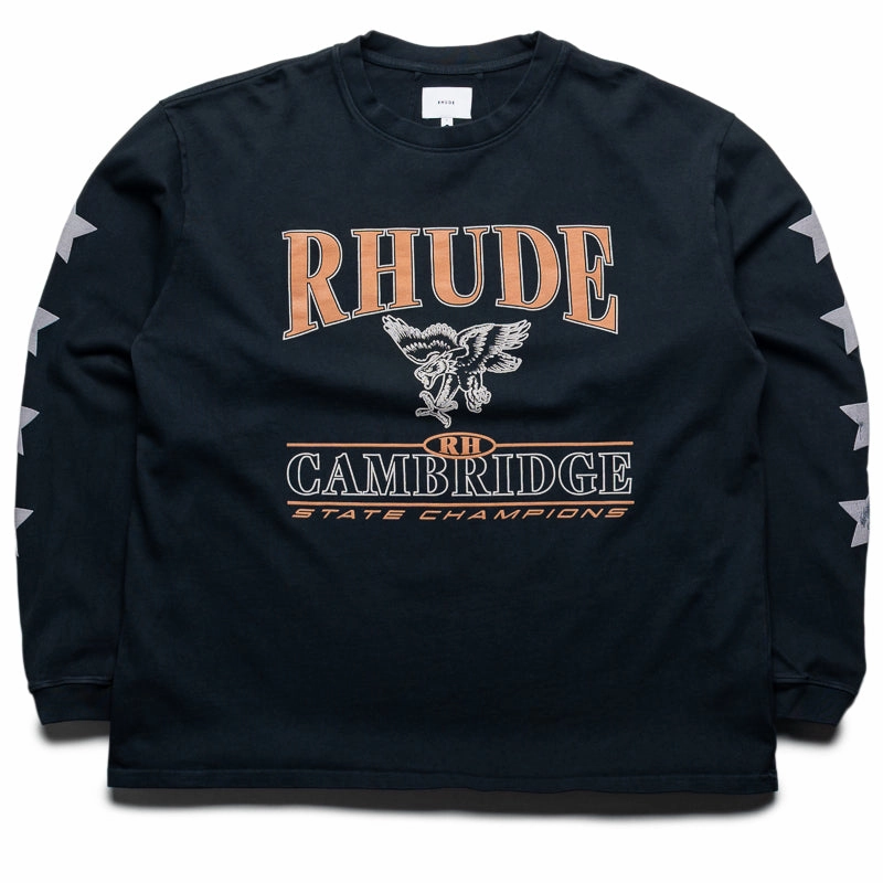 UPF Rated Fabric Rhude Cambridge State Champs L/S Tee - Vintage Black