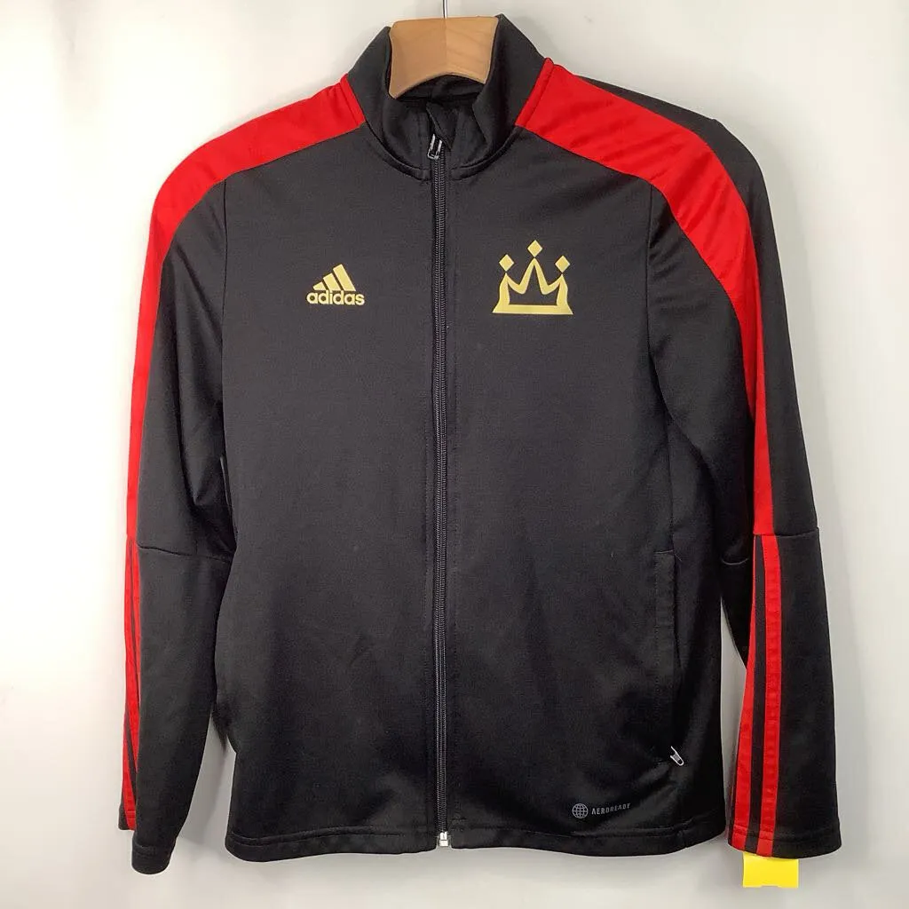 Size 11-12: Adidas Black/Red Zip-Up Coat Cotton Twill