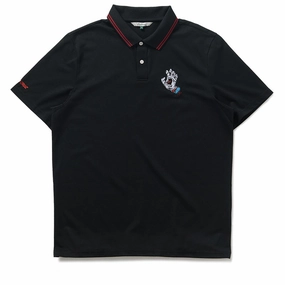Malbon Golf x Santa Cruz Fairway Polo - Black Wrinklefree Lightweight Layering