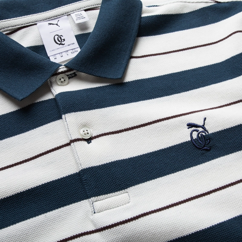 Quiet Golf x Puma Sunday Stripe Polo - Warm White Relaxation Wear