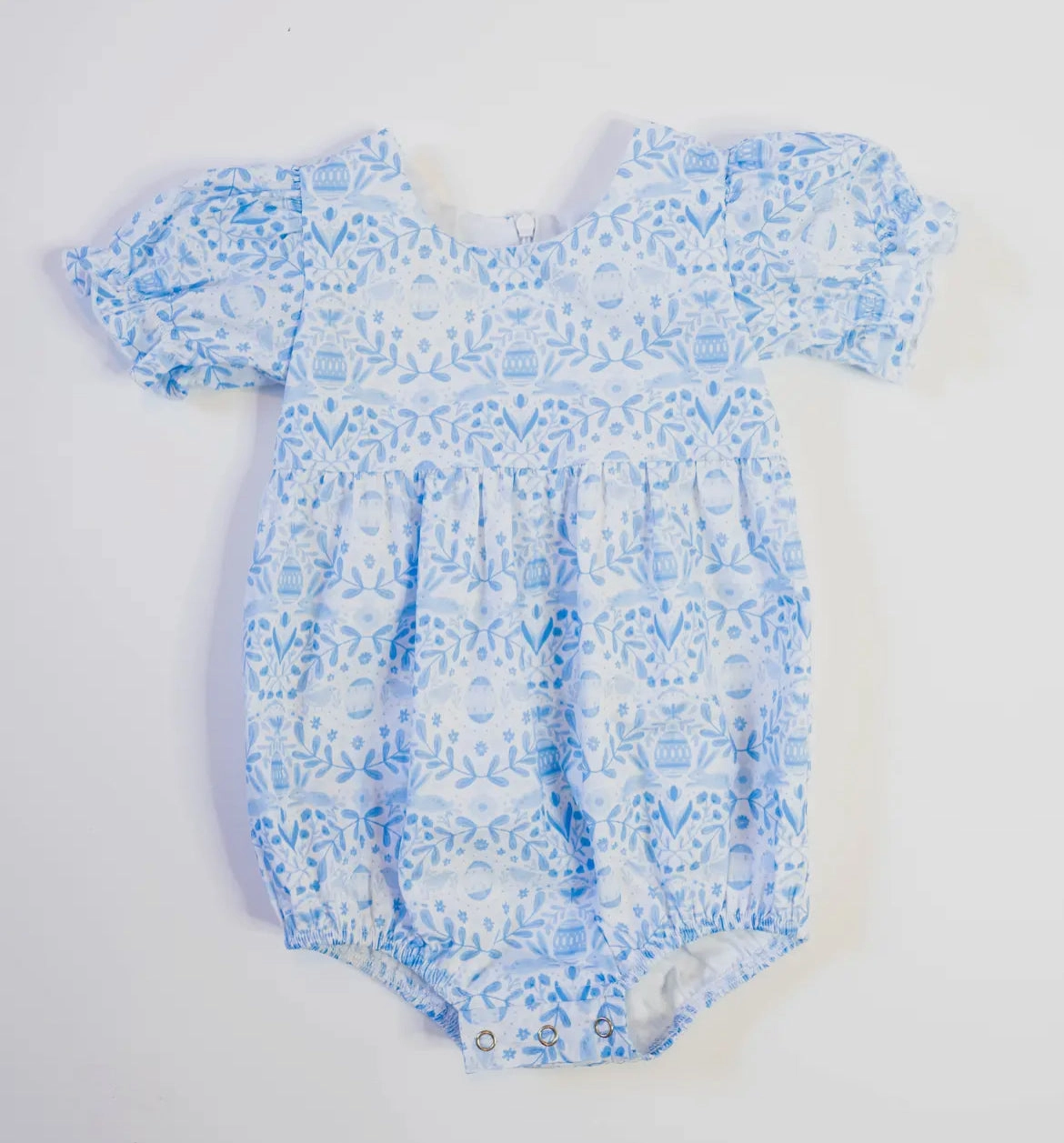 Wave Core Durable materials Quinn Poplin Romper in Blue Bunnies