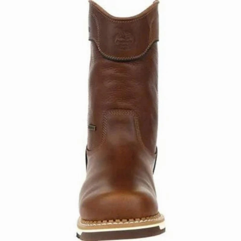 Slip Resistant Urban Traveler Georgia Boot Amp Lt Wedge Men's Waterproof Pull On Work Boots Gb00369 In Brown