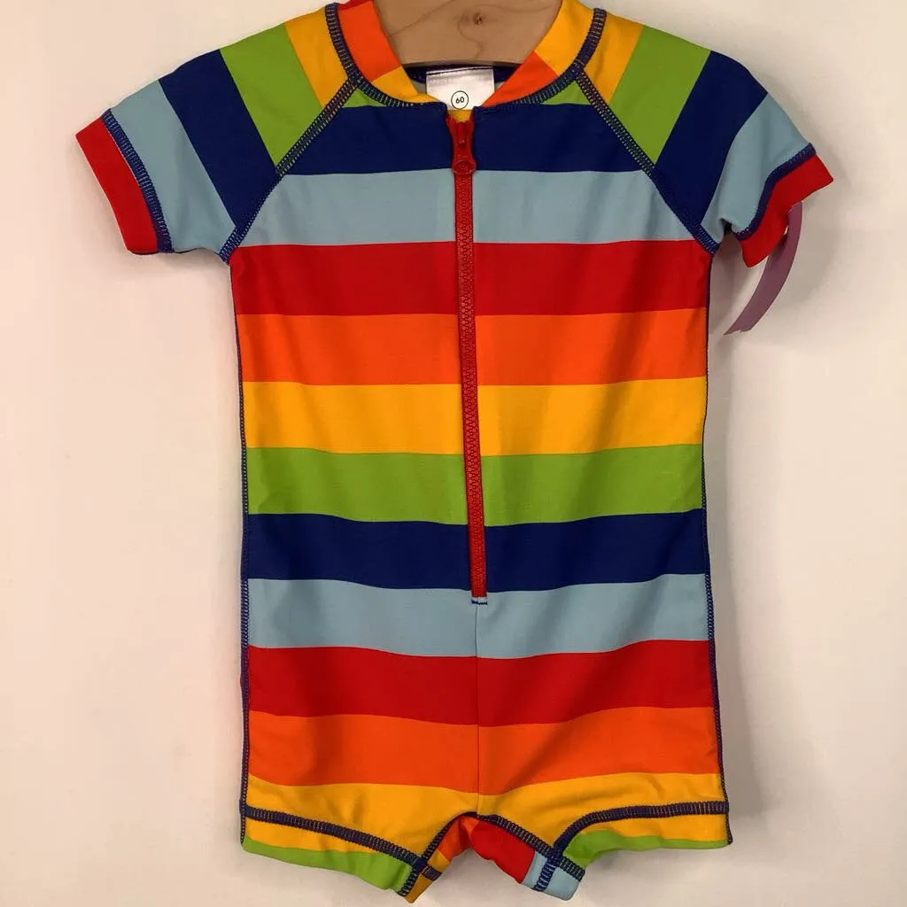Skiing wear for children Size 3-6m (60): Hanna Andersson Colorful Striped Short Sleeve Rash Guard